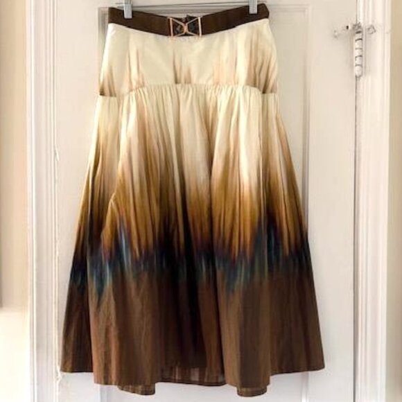 Silvia Tcherassi Damla Tuscan Sunset Degrade-Print Cotton Skirt Whimsical Artsy - Picture 6 of 16
